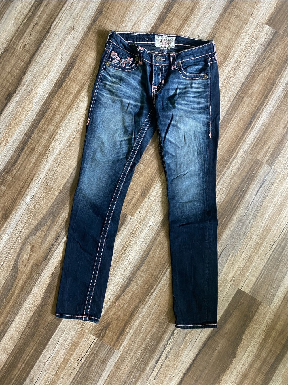Big Star Women's Dark Indigo Skinny Jeans with Faded Whisker Detail